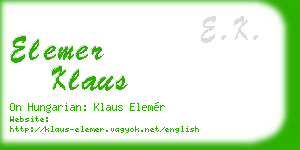 elemer klaus business card