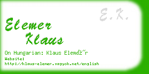 elemer klaus business card